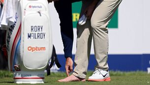 <p>Rory McIlroy of Northern Ireland looks at his foot. Pic: Emilee Chinn/Getty Images</p> <p>Rory McIlroy of Northern Ireland looks at his foot. Pic: Emilee Chinn/Getty Images</p>