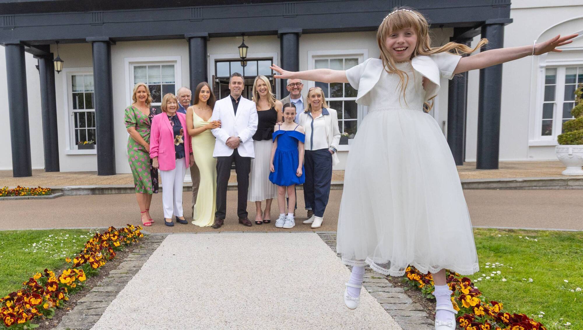 Erica and Richard Hogan with their family and Sophie, 8, at her first Holy Communion in Malahide, Co Dublin. Pictures: Gareth Chaney