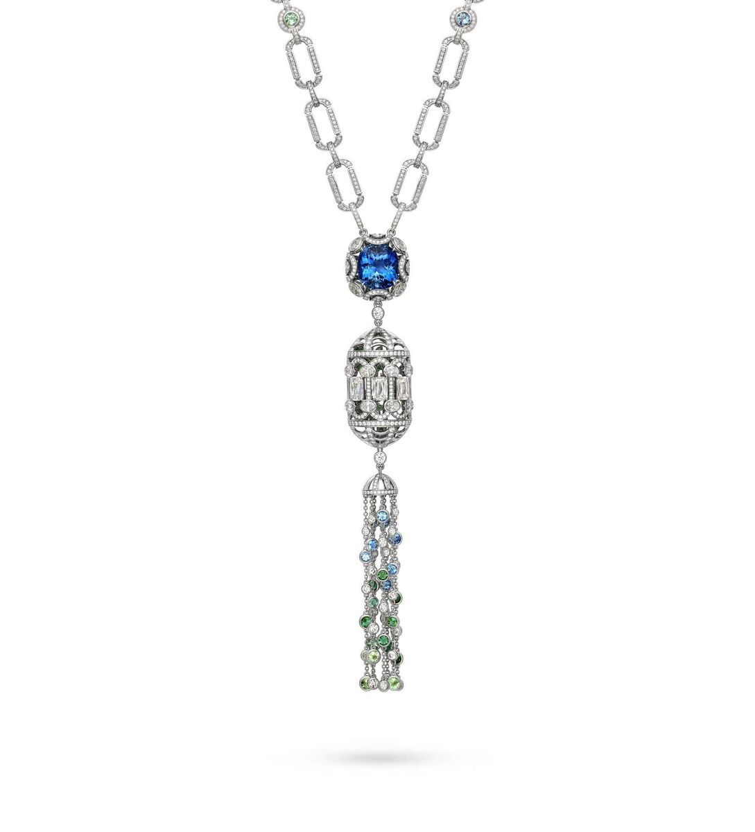 Boodles ‘Lady Alice's Temple’ pendant set with a cushion shape aquamarine Boodles ‘Lady Alice's Temple’ pendant set with a cushion shape aquamarine