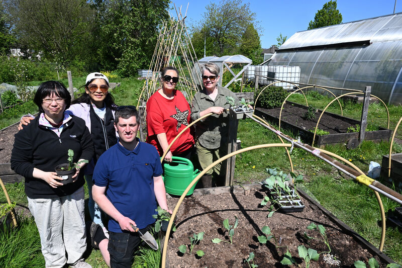  Amy, Wendy, Keelan, Mandy and Maria Young planting vegetables at Togher Community Garden, Clashduv Road, Togher, Cork. Picture: Larry Cummins