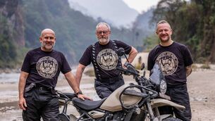 <p>Ray Goggins, Liam Cunningham and PJ Gallagher in Nepal, on Uncharted With Ray Goggins,<br> Picture: RTE/Uncharted.</p> <p>Ray Goggins, Liam Cunningham and PJ Gallagher in Nepal, on Uncharted With Ray Goggins,<br> Picture: RTE/Uncharted.</p>