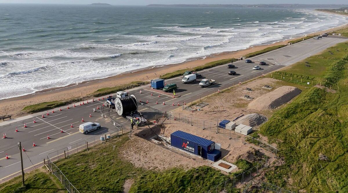 The final onshore cable pull in near Youghal in east Cork. The final onshore cable pull in near Youghal in east Cork.