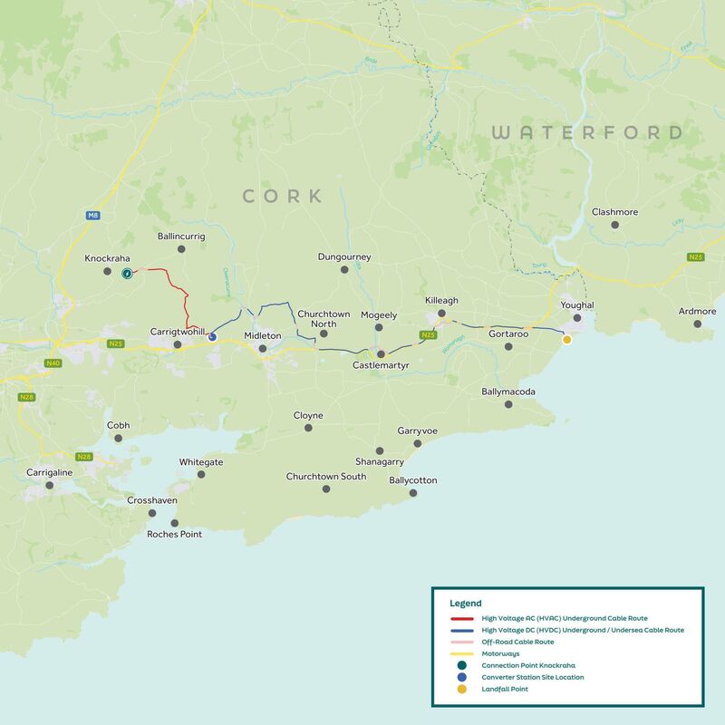 The final onshore cable was installed in April 2026 at the landfall in Youghal, east Cork, the point where the marine cable comes ashore.