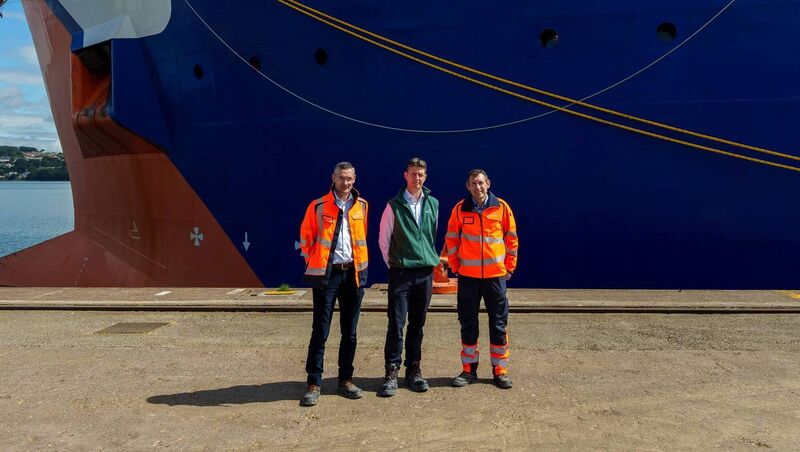 EirGrid Chief Financial Officer, Michael Behan, with Celtic Interconnector project members, Kieran French and Shane Cooney.