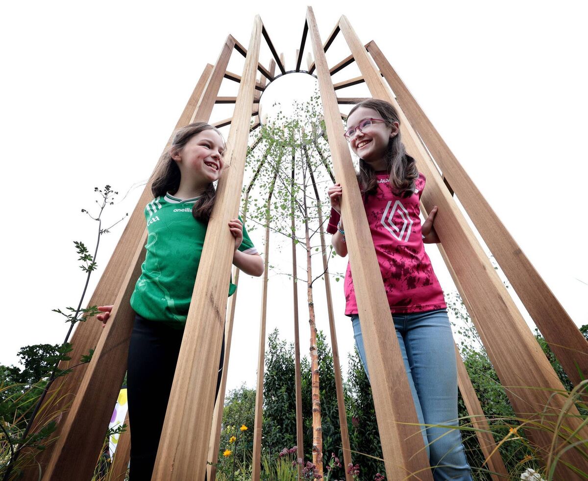Future Farmers competition winners at Bloom 2025 Trish Halpin, from Knocklong NS, Co Limerick, and Emily Lambes, from St Patrick's NS, Ballinagore, Co Westmeath, pictured at the National Dairy Council garden entitled 'The Grass Advantage', designed by Robert Moore. Picture: Robbie Reynolds Future Farmers competition winners at Bloom 2025 Trish Halpin, from Knocklong NS, Co Limerick, and Emily Lambes, from St Patrick's NS, Ballinagore, Co Westmeath, pictured at the National Dairy Council garden entitled 'The Grass Advantage', designed by Robert Moore. Picture: Robbie Reynolds