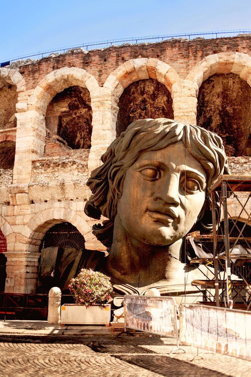 Verona Arena, a Roman amphitheatre with opera decoration in Piazza Bra Verona Arena, a Roman amphitheatre with opera decoration in Piazza Bra