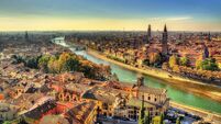 Panorama of Verona in the morning haze - Italy