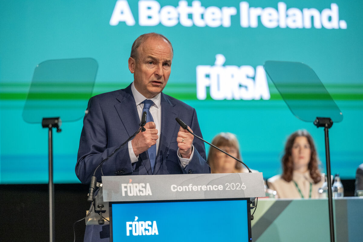 Taoiseach Micheál Martin addresses Fórsa delegates at the union's biennial delegate conference at the INEC in Killarney. Photo: Domnick Walsh © Eye Focus LTD