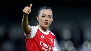 <p>TIME TO SAY GOODBYE: Arsenal's Katie McCabe gives a thumbs up to fans. </p> <p>TIME TO SAY GOODBYE: Arsenal's Katie McCabe gives a thumbs up to fans. </p>