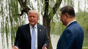 The Chinese president, right, welcomed the US president, left, to his official residence for their final engagement of the visit (Evan Vucci/Pool Photo via AP)