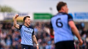 <p>EARN THEIR SPURS: Seán Bugler celebrates during the Leinster GAA Football Senior Championship semi-final match between Louth and Dublin. Pic: Piaras Ó Mídheach/Sportsfile.</p>
