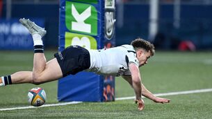 <p>HEADING TO THE QUARTER: Connacht’s Matthew Devine scores a try. Pic: ©INPHO/Craig Watson.</p>