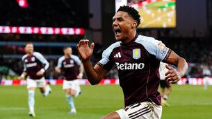 <p>Aston Villa's Ollie Watkins celebrates scoring.</p>