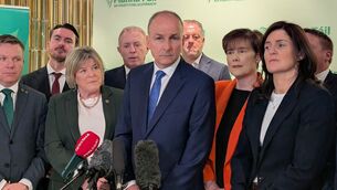 <p>Taoiseach Micheál Martin speaks to the media at Fianna Fáil Ard Fheis at The Dublin Royal Convention Centre. Picture: Cillian Sherlock/PA Wire</p>