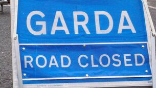 <p>Garda at the scene of on the M50 after two military trucks collided with a car on the northbound carriageway on the outskirts of Dublin at around 10.50am.</p>