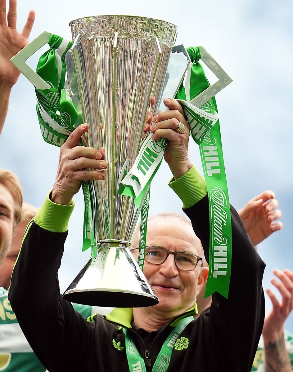 Celtic manager Martin O'Neill with the Scottish Premier League Trophy Celtic manager Martin O'Neill with the Scottish Premier League Trophy