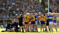 Tempers flare during the game between the sides 16/5/2026