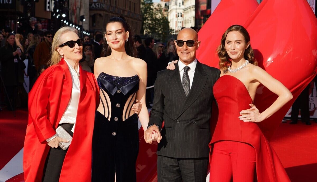 Meryl Streep, Anne Hathaway, Stanley Tucci, and Emily Blunt at 'The Devil Wears Prada 2' European premiere in central London. Picture: Ian West/PA