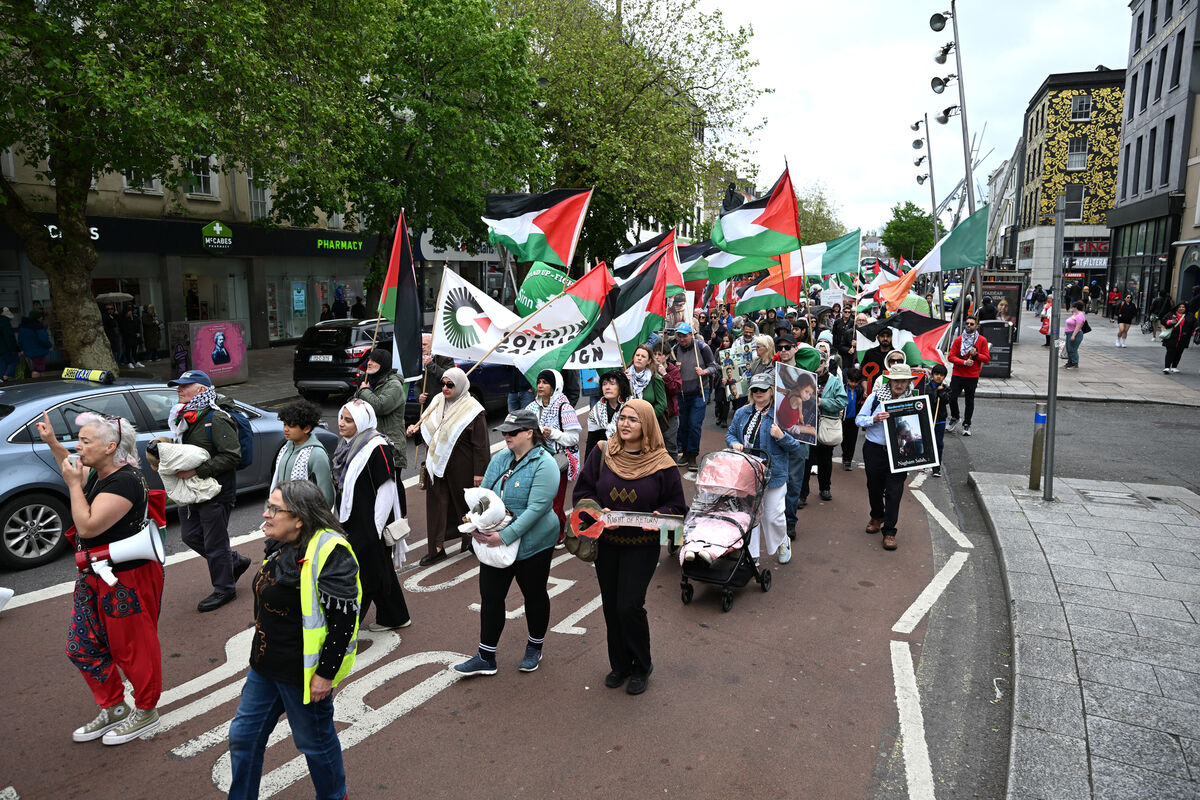 Cork Palestine Solidarity Group march gathers at Grand Parade before heading off through the city centre. Cork Palestine Solidarity Group march gathers at Grand Parade before heading off through the city centre.