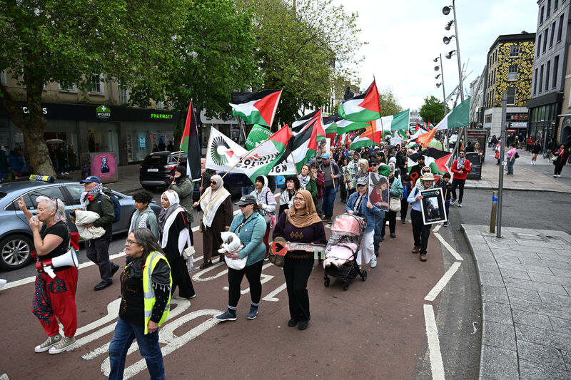  Cork Palestine Solidarity Group march gathers at Grand Parade before heading off through the city centre. 