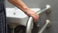 Asian senior or elderly old lady woman patient use toilet bathroom handle security in nursing hospital ward : healthy strong med