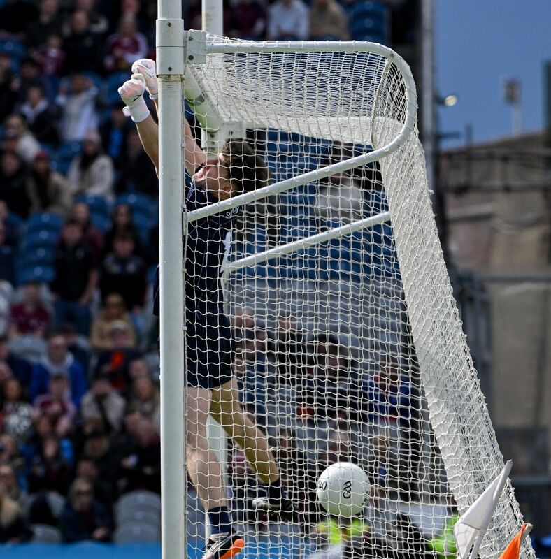 Dublin goalkeeper Evan Comerford misjudged a Brian Cooney shot during the first half of extra-time, giving Westmeath a crucial goal. Pic: Ray McManus/Sportsfile
