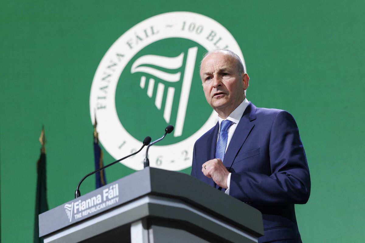 Taoiseach Micheál Martin addressing the Fianna Fáil ard fheis. Picture: Conor McCabe Taoiseach Micheál Martin addressing the Fianna Fáil ard fheis. Picture: Conor McCabe