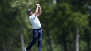<p>Pádraig Harrington of Ireland plays a shot on the tenth hole during the final round of the PGA Championship at Aronimink Golf Club on May 17, 2026 in Newtown, Pennsylvania. (Photo by Andrew Redington/Getty Images)</p>
