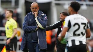 <p>West Ham United manager Nuno Espirito Santo reacts on the touchline during the Premier League match at St James' Park, Newcastle upon Tyne. Picture date: Sunday May 17, 2026.</p>