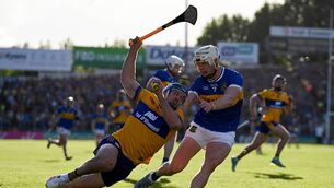 <p>ON THE SLIDE: Clare's talisman Shane O'Donnell losing his footing in the tackle with Bryan O'Mara of Tipperary but it was the Banner who were sure-footed and looking upwards after beating the defending All-Ireland champions in their back yard at FBD Semple Stadium. Pic: Ray McManus/Sportsfile</p> <p>ON THE SLIDE: Clare's talisman Shane O'Donnell losing his footing in the tackle with Bryan O'Mara of Tipperary but it was the Banner who were sure-footed and looking upwards after beating the defending All-Ireland champions in their back yard at FBD Semple Stadium. Pic: Ray McManus/Sportsfile</p>