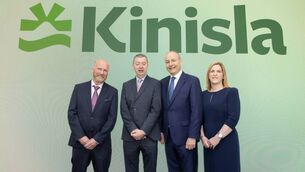<p>James Tangney, chair of Kinisla; with company chief executive Pat Murphy; Taoiseach Micheál Martin; and Mary Buckley, communications director, Kinisla.</p> <p>James Tangney, chair of Kinisla; with company chief executive Pat Murphy; Taoiseach Micheál Martin; and Mary Buckley, communications director, Kinisla.</p>