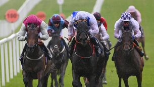 <p>Arizona Raider and Wesley Joyce (white sleeves) won for owner Sean Cahill and trainer Michael Mulvany at Roscommon. Pic: Healy Racing</p> <p>Arizona Raider and Wesley Joyce (white sleeves) won for owner Sean Cahill and trainer Michael Mulvany at Roscommon. Pic: Healy Racing</p>