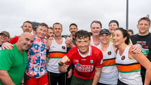 <p>Jordan Adams of the FTD Brothers Foundations pictured with members of the St Finnbar's Athletic Club after finishing the Cork marathon, no. 23 out of the 33 he and his brother Cian are completeing around Ireland. Their marathon around Cork city began and ended at Tramore Valley Park. Picture by Noel Sweeney</p> <p>Jordan Adams of the FTD Brothers Foundations pictured with members of the St Finnbar's Athletic Club after finishing the Cork marathon, no. 23 out of the 33 he and his brother Cian are completeing around Ireland. Their marathon around Cork city began and ended at Tramore Valley Park. Picture by Noel Sweeney</p>