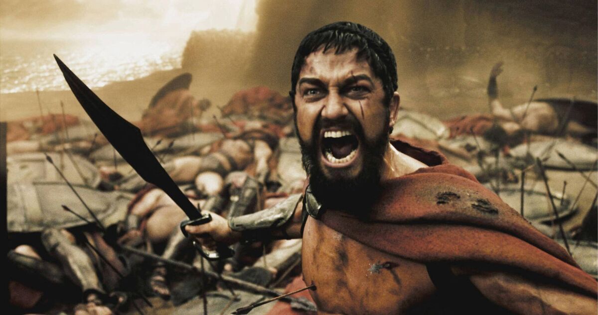 Gerard Butler as King Leonidas in 300. Gerard Butler as King Leonidas in 300.