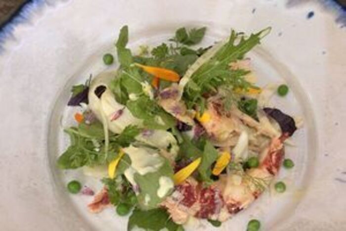 Lobster with Peas, Fennel and Verjus Dressing
