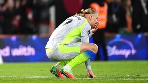 <p>Manchester City's Erling Haaland appears dejected after the final whistle. Pic: John Walton/PA Wire.</p> <p>Manchester City's Erling Haaland appears dejected after the final whistle. Pic: John Walton/PA Wire.</p>