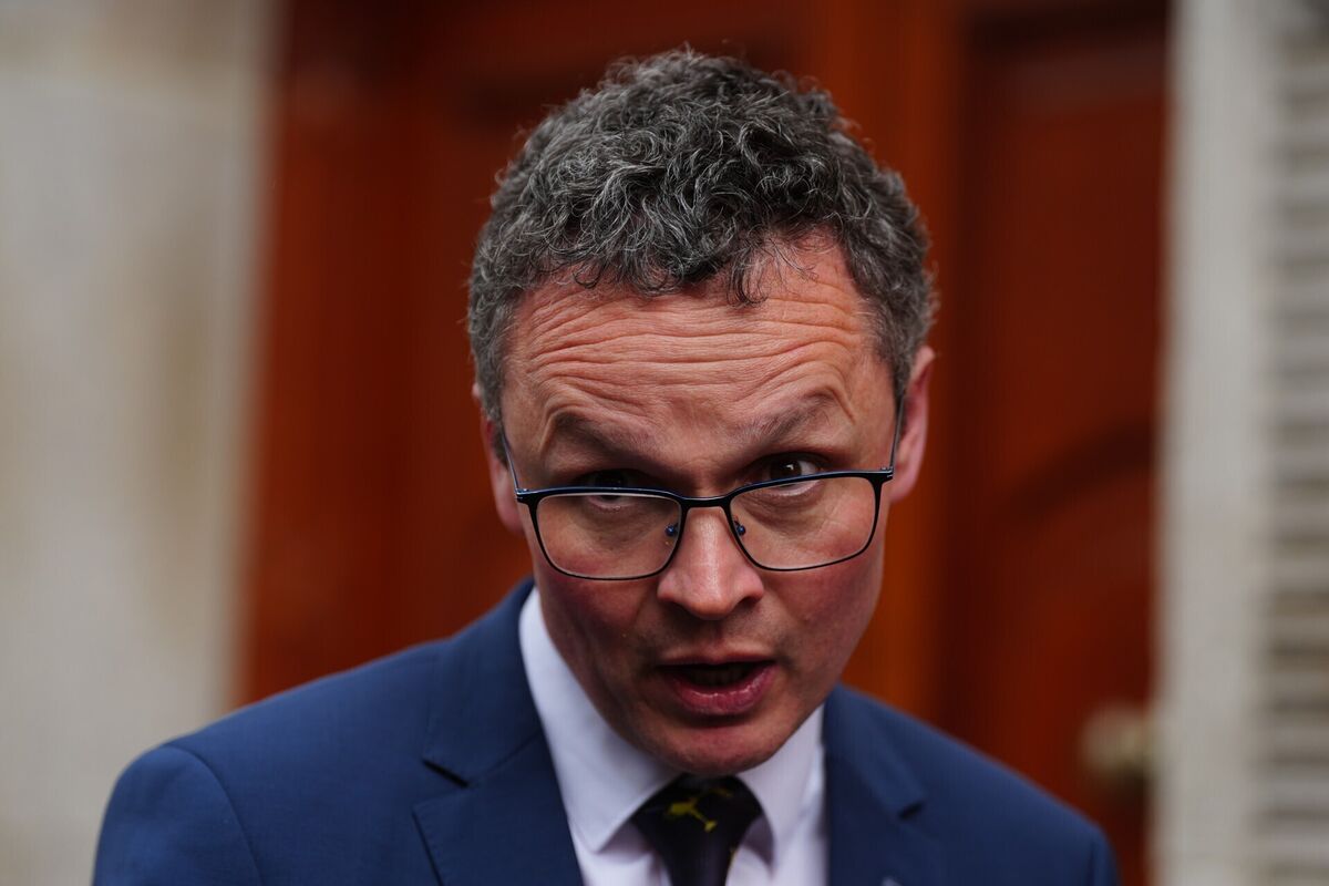 Media minister Patrick O'Donovan speaking to media after yesterday's meeting with senior RTÉ executives. Picture: Brian Lawless/PA Media minister Patrick O'Donovan speaking to media after yesterday's meeting with senior RTÉ executives. Picture: Brian Lawless/PA