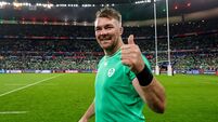 Peter O'Mahony celebrates after the game 23/9/2023