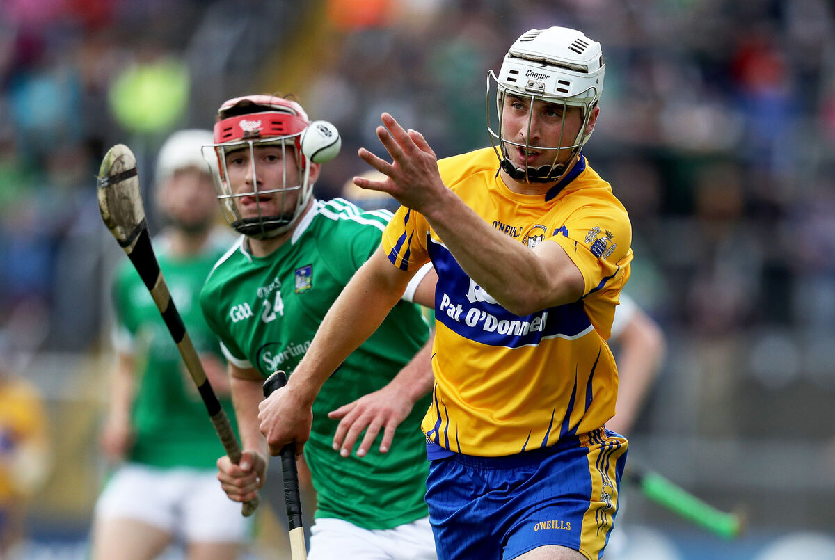 Clare's Patrick O'Connor with Barry Nash of Limerick. Pic:©INPHO/Tommy Dickson Clare's Patrick O'Connor with Barry Nash of Limerick. Pic:©INPHO/Tommy Dickson