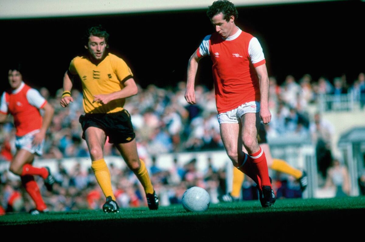 Liam Brady in action for Arsenal during a Football League Division One match against Wolverhampton Wanderers. Pic: Allsport UK /Allsport Liam Brady in action for Arsenal during a Football League Division One match against Wolverhampton Wanderers. Pic: Allsport UK /Allsport