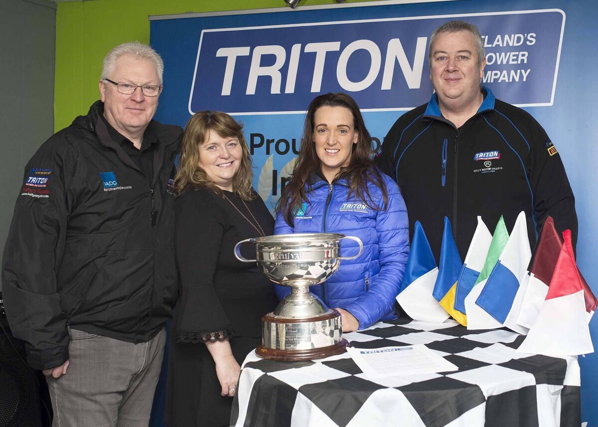 Maynooth's Kevin Barrett (right) at the launch of the Triton Showers National Rally Championhip at Mondello Park in 2019. Photo: Martin Walsh. Maynooth's Kevin Barrett (right) at the launch of the Triton Showers National Rally Championhip at Mondello Park in 2019. Photo: Martin Walsh.