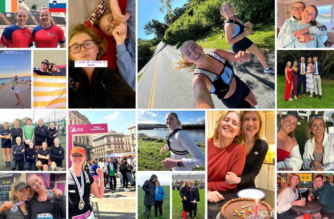 A collage of various photos of Ellen before her passing shortly after the 2025 Cork City Marathon A collage of various photos of Ellen before her passing shortly after the 2025 Cork City Marathon