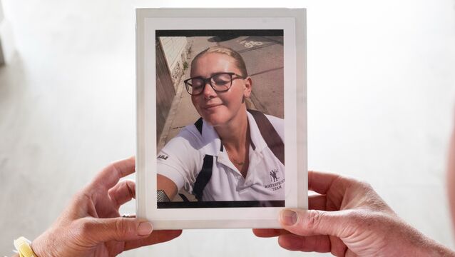 <p>Tom and Violet Cassidy hold a favourite photograph of their daughter Ellen, smiling into the sun, in their home filled with memories as they prepare to honour her by taking part in this year’s Cork City Marathon events. Picture: Chani Anderson</p>