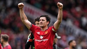 <p>Manchester United's Harry Maguire celebrates following a recent win at Old Trafford. Picture: Martin Rickett/PA Wire.</p>