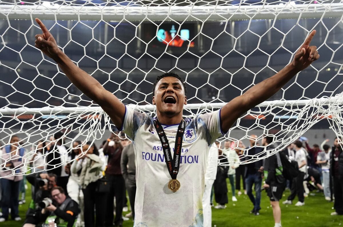Aston Villa's Ollie Watkins celebrates following the UEFA Europa League final. Picture: Nick Potts/PA Wire.