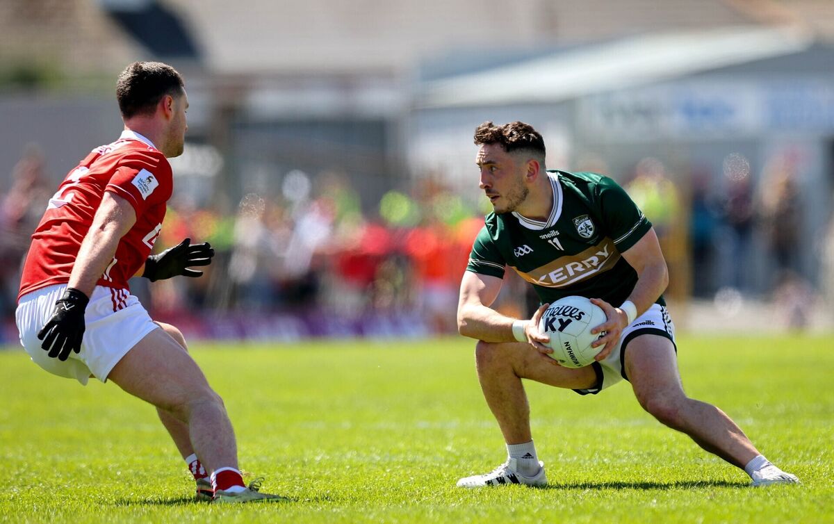 Kerry’s Paudie Clifford and Maurice Shanley of Cork. Picture: INPHO/Ryan Byrne Kerry’s Paudie Clifford and Maurice Shanley of Cork. Picture: INPHO/Ryan Byrne