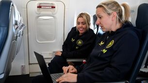 <p>Republic of Ireland head coach Carla Ward with Denise O’Sullivan during their flight to Dublin from Gdansk following their 2027 FIFA Women’s World Cup Qualifier match against Poland and ahead of their next qualifier against Poland on Saturday at the Aviva Stadium. Photo by Stephen McCarthy/Sportsfile</p> <p>Republic of Ireland head coach Carla Ward with Denise O’Sullivan during their flight to Dublin from Gdansk following their 2027 FIFA Women’s World Cup Qualifier match against Poland and ahead of their next qualifier against Poland on Saturday at the Aviva Stadium. Photo by Stephen McCarthy/Sportsfile</p>