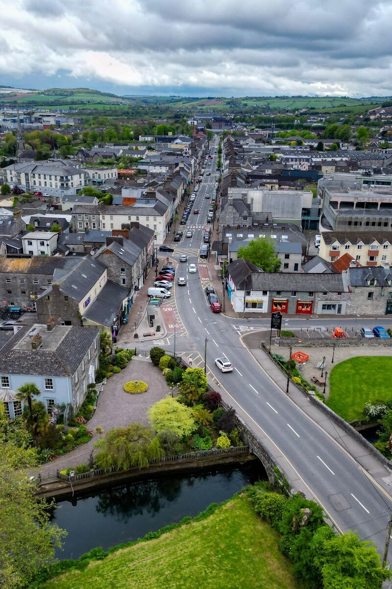 An aerial view of Main Street in Midleton captures the town’s bustling commercial heart. Picture:  Chani Anderson