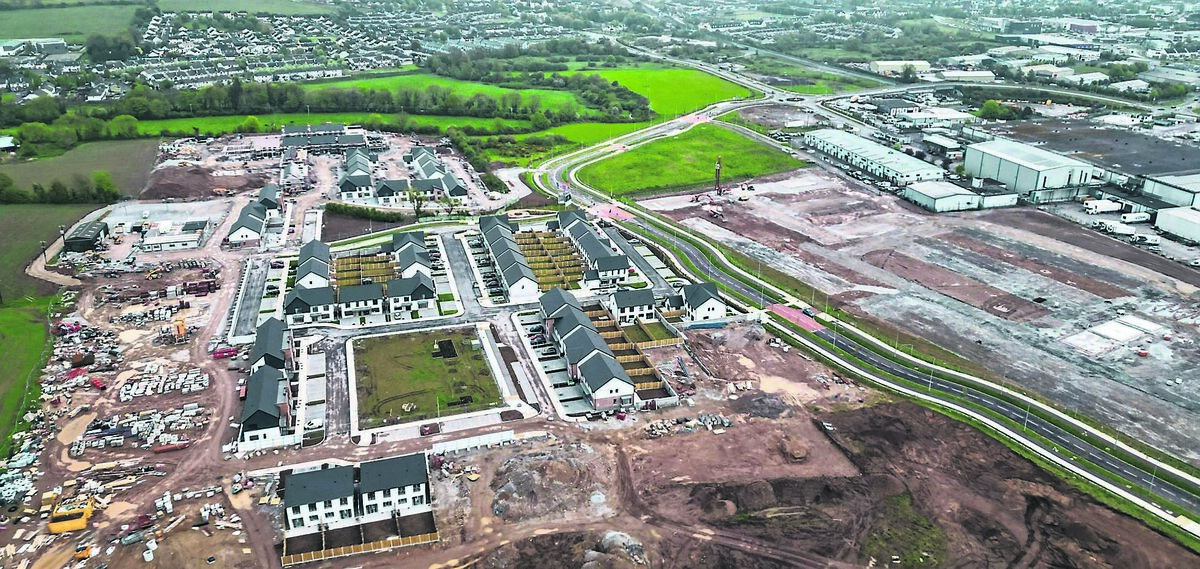 An aerial view of the Ard Griffin estate and adjacent development sites in the Water Rock area of Midleton; East Cork continues to meet growing demand for new housing. Picture: Chani Anderson
                    