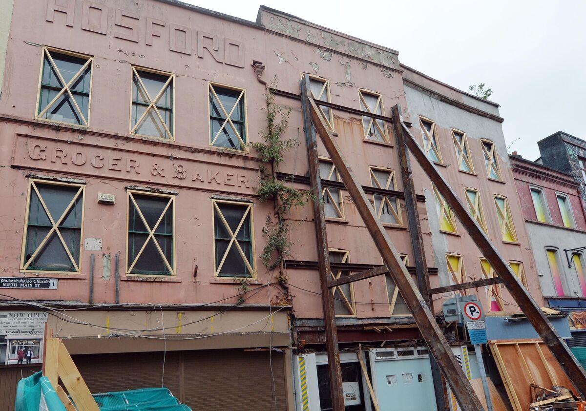 First declared derelict in 2015, the buildings suffered a partial collapse in 2019. File picture: Denis Minihane. First declared derelict in 2015, the buildings suffered a partial collapse in 2019. File picture: Denis Minihane.